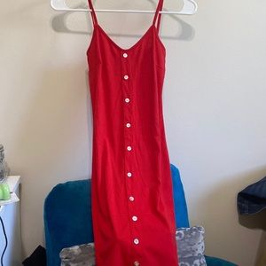 Red form fitting dress